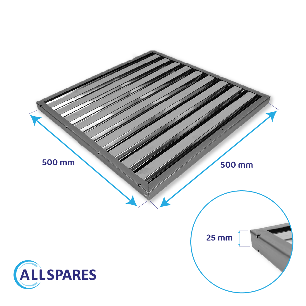 Filtre choc 500x500x25mm pour hotte pro (Type B)