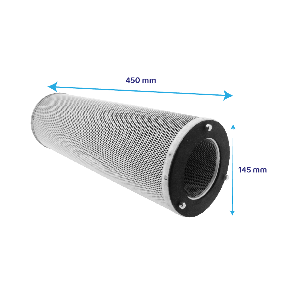 Filtre cylindre à charbon actif ⌀145x450mm pour hotte professionnelle
