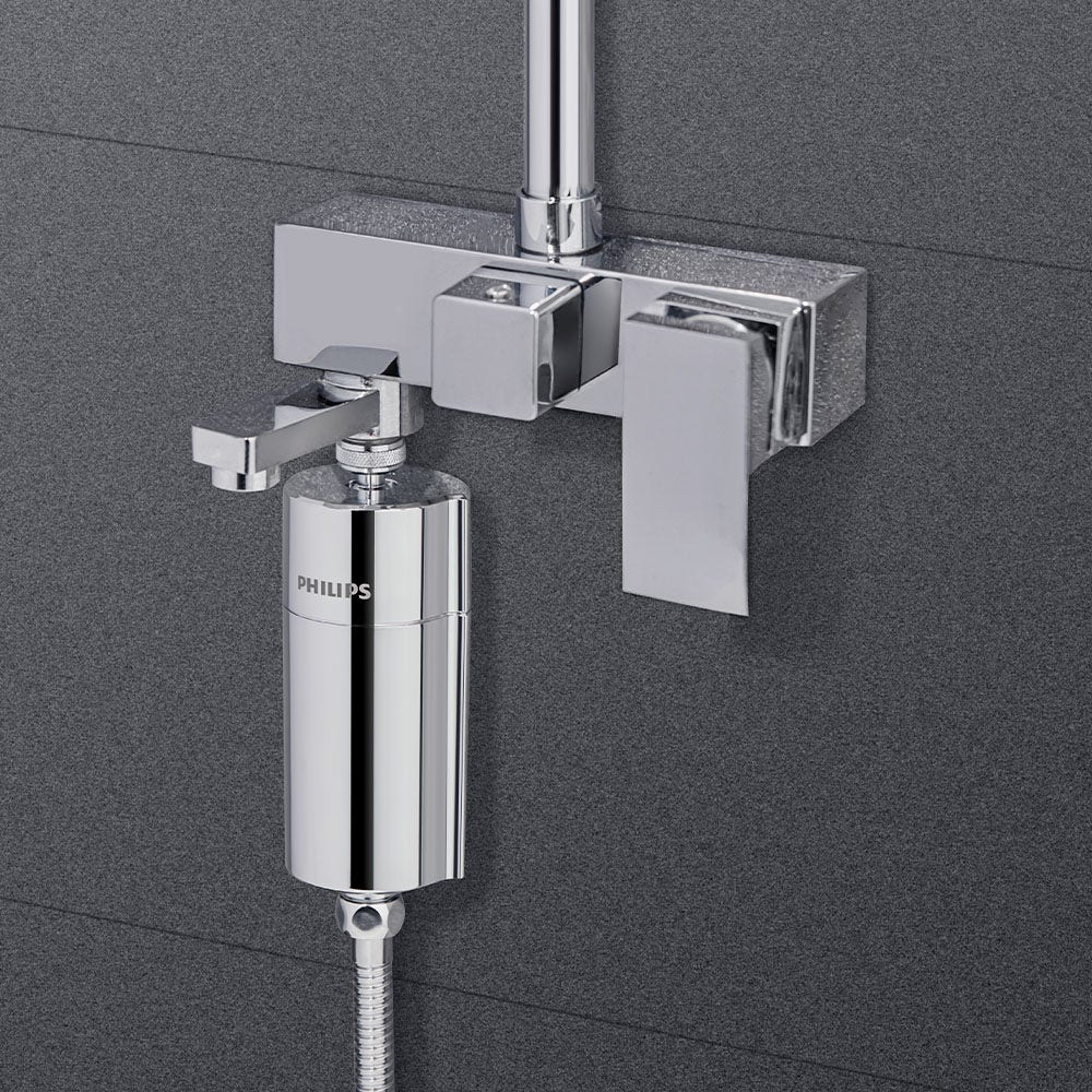 Philips Filtre de douche (chrome) avec 1 cartouche compatible avec tous les tuyaux et robinets standards