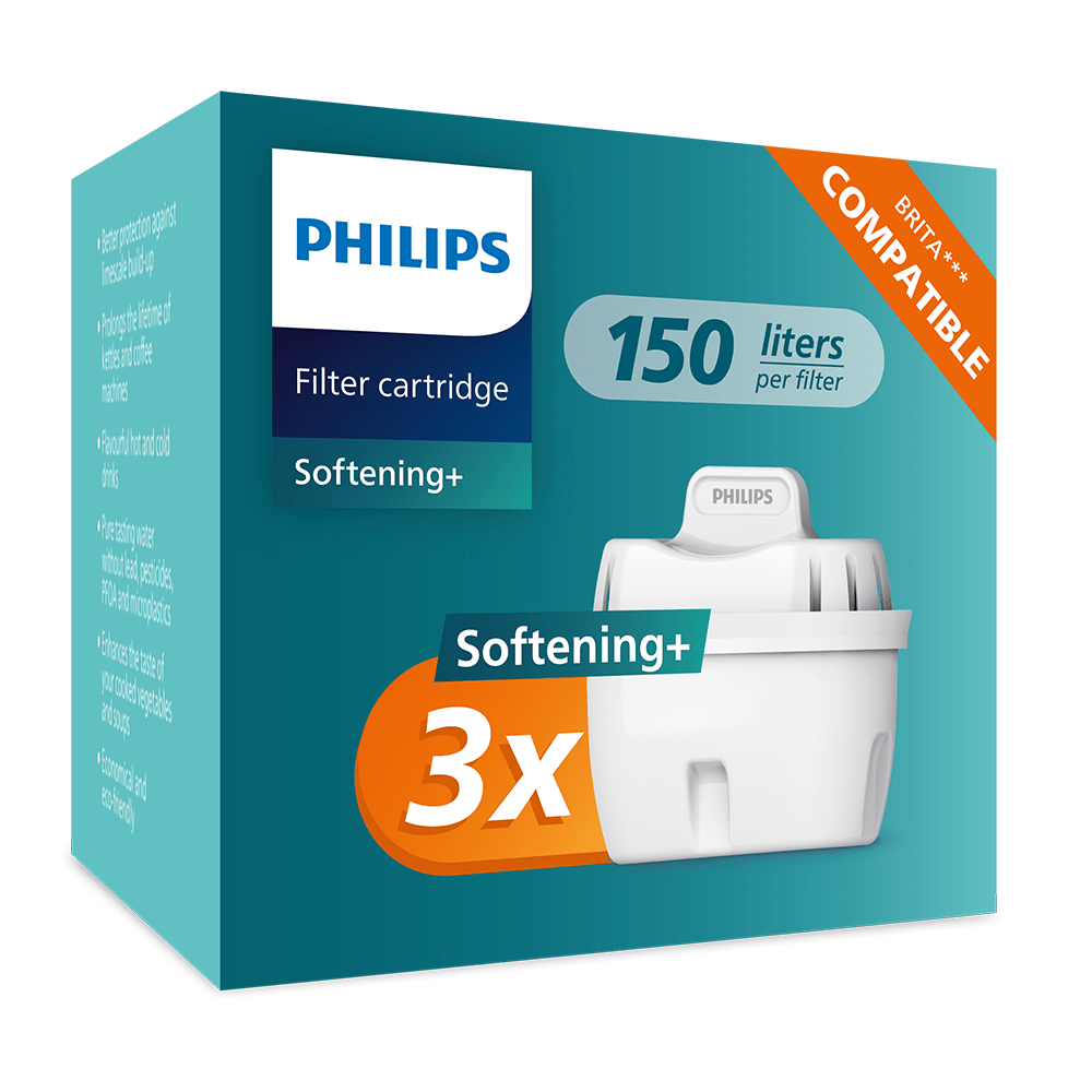 Philips Softening+ lot de 3 cartouches filtrantes (filtre aussi les PFAS) compatibles avec BRITA Maxtra+