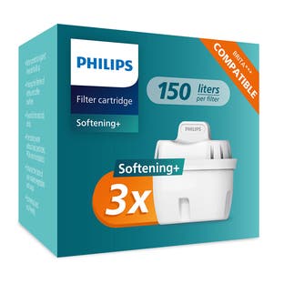Philips Softening+ lot de 3 cartouches filtrantes (filtre aussi les PFAS) compatibles avec BRITA Maxtra+