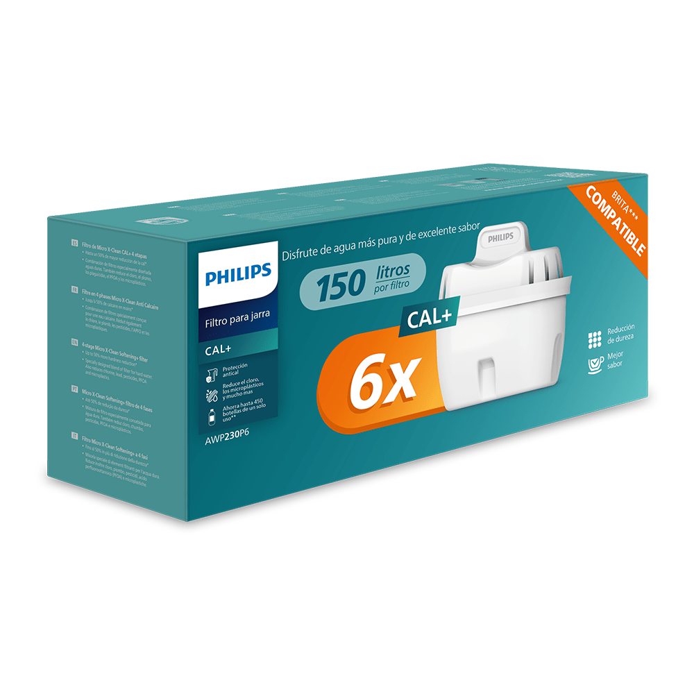 Philips Softening+ lot de 6 cartouches filtrantes (filtre aussi les PFAS) compatibles avec BRITA Maxtra+