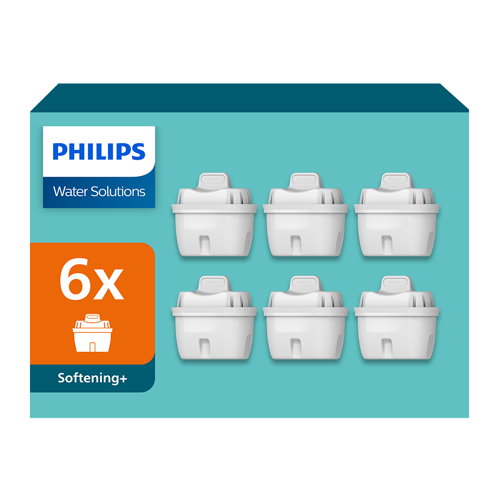 Philips Softening+ lot de 6 cartouches filtrantes (filtre aussi les PFAS) compatibles avec BRITA Maxtra+