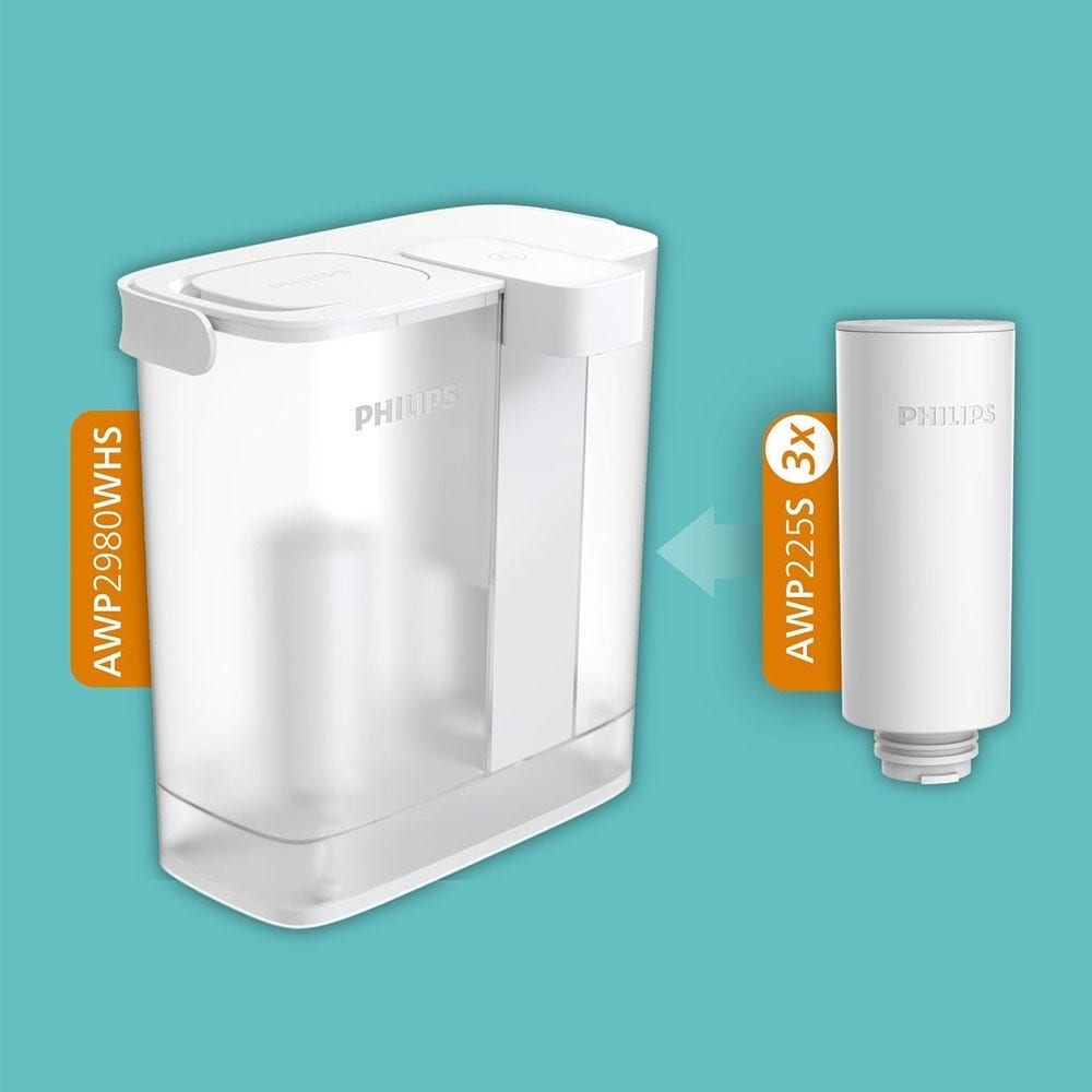 Carafe filtrante instantanée Philips Micro X-Clean + Filtres à eau Softening+ (3 pcs) AWP2980WHS3