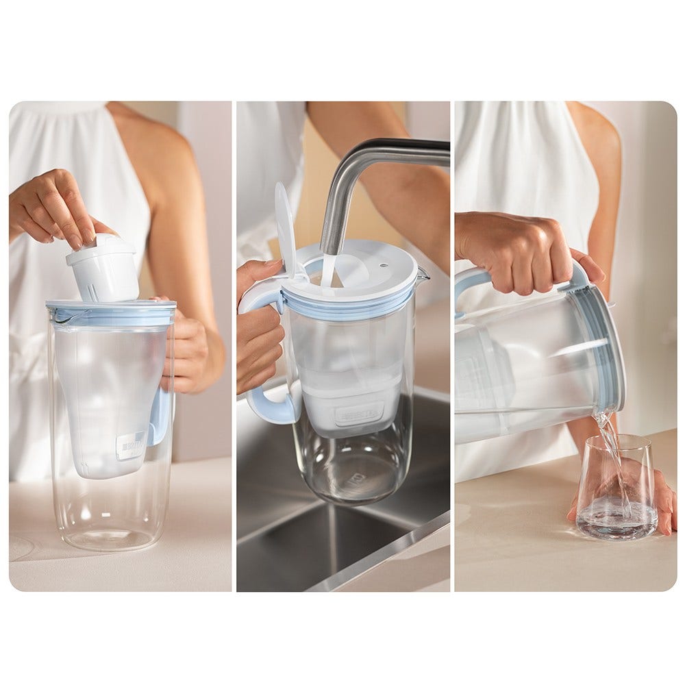 BRITA Carafe filtrante en verre Model One 2.5L + 13 filtres à eau MAXTRA PRO (filtre aussi les PFAS)