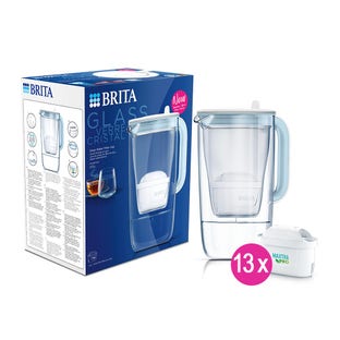 BRITA Carafe filtrante en verre Model One 2.5L + 13 filtres à eau MAXTRA PRO (filtre aussi les PFAS)