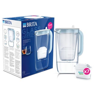 BRITA Carafe filtrante en verre Model One 2.5L + 7 filtres à eau MAXTRA PRO (filtre aussi les PFAS)