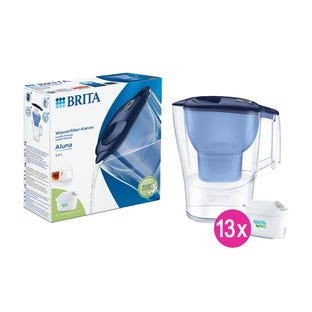 BRITA Carafe filtrante Aluna Bleu + 13 cartouches filtrantes MAXTRA PRO (filtre aussi les PFAS)