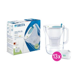 BRITA Carafe filtrante Style + 13 cartouches filtrantes MAXTRA PRO (filtre aussi les PFAS)