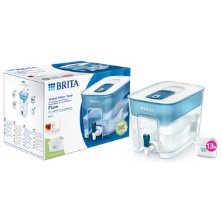 BRITA Distributeur d'eau filtrée Flow Basic Blue 8,2L + 13 filtres à eau MAXTRA PRO (filtre aussi les PFAS)