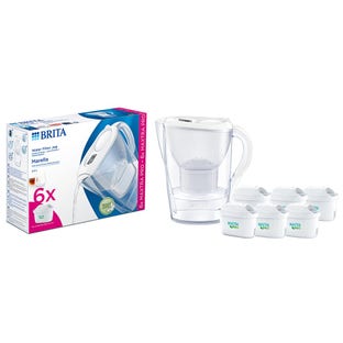 BRITA Carafe filtrante Marella 2.4L + 6 cartouches filtrantes MAXTRA PRO (filtre aussi les PFAS)