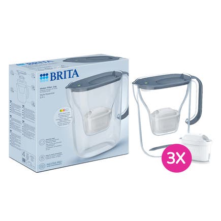 Carafe filtrante BRITA Style Essential Bleu pierre + 3 cartouche filtrante MAXTRA PRO 1058103
