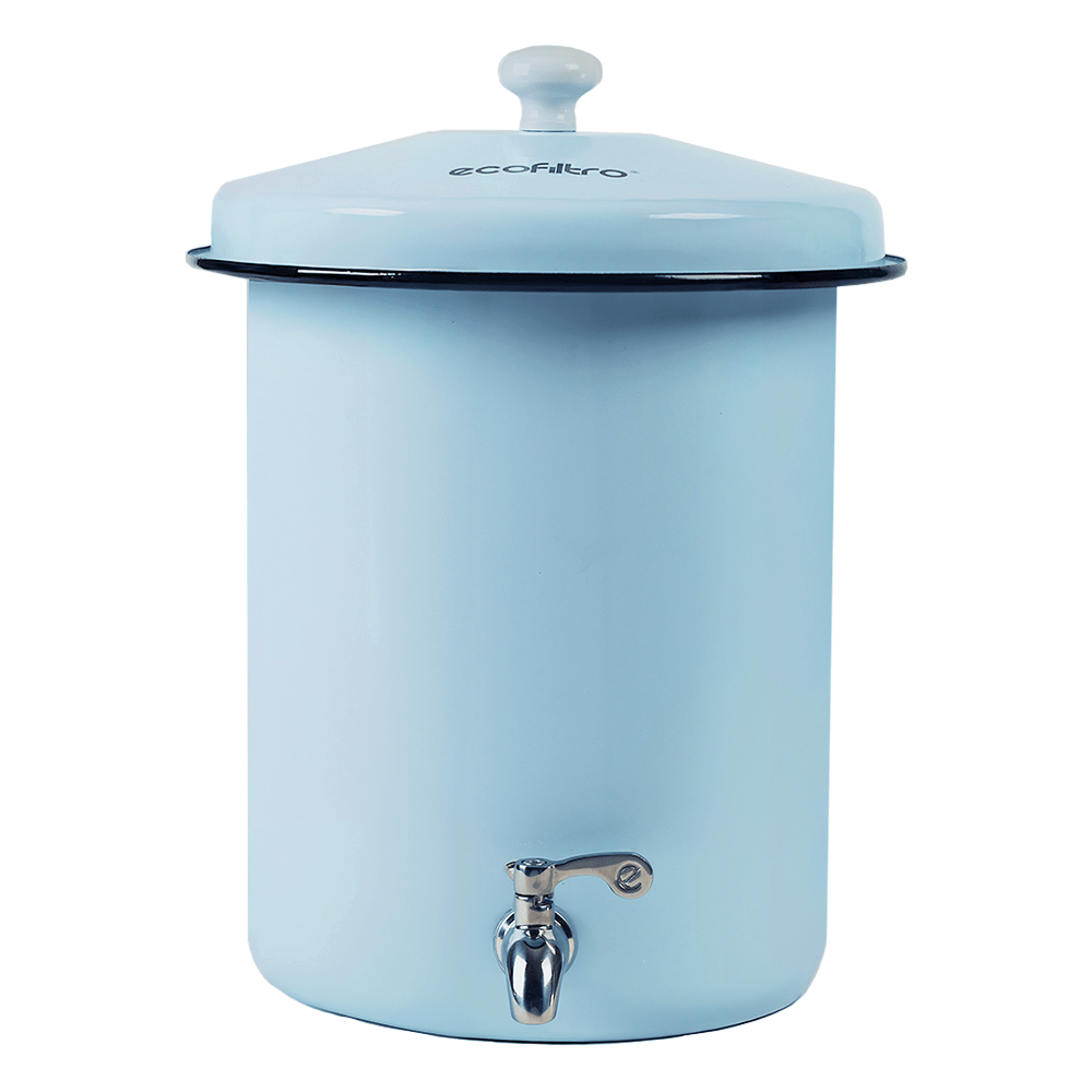 Coffret Ecofiltro 5 litres Bleu Clair - Filtre à Eau, Support, Kit d'entretien (filtre les PFAS)