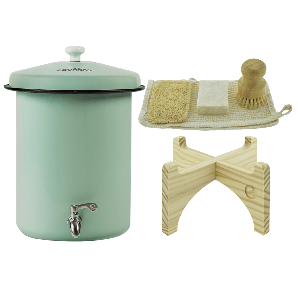 Coffret Ecofiltro 5 litres Vert Menthe - Filtre à Eau, Support, Kit d'entretien (filtre les PFAS)