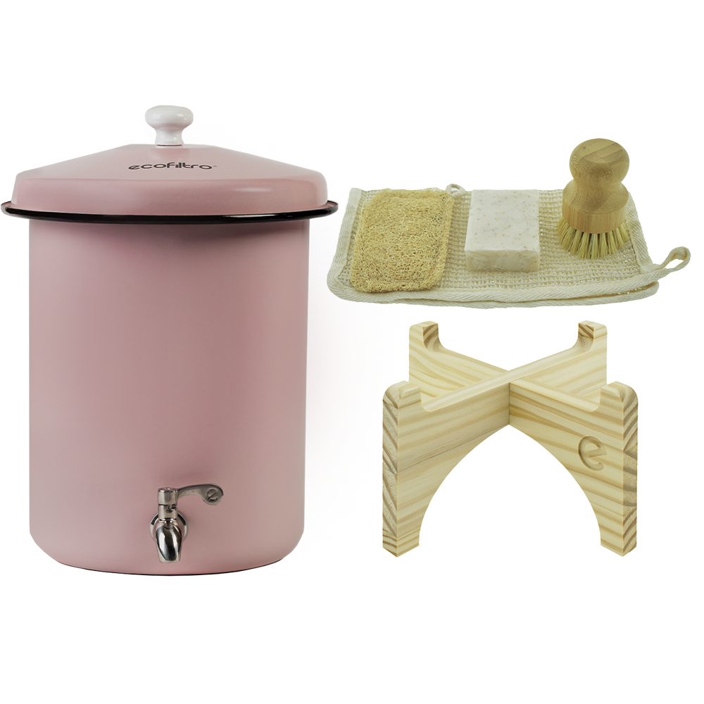 Coffret Ecofiltro 5 litres Rose - Filtre à Eau, Support, Kit d'entretien (filtre les PFAS)