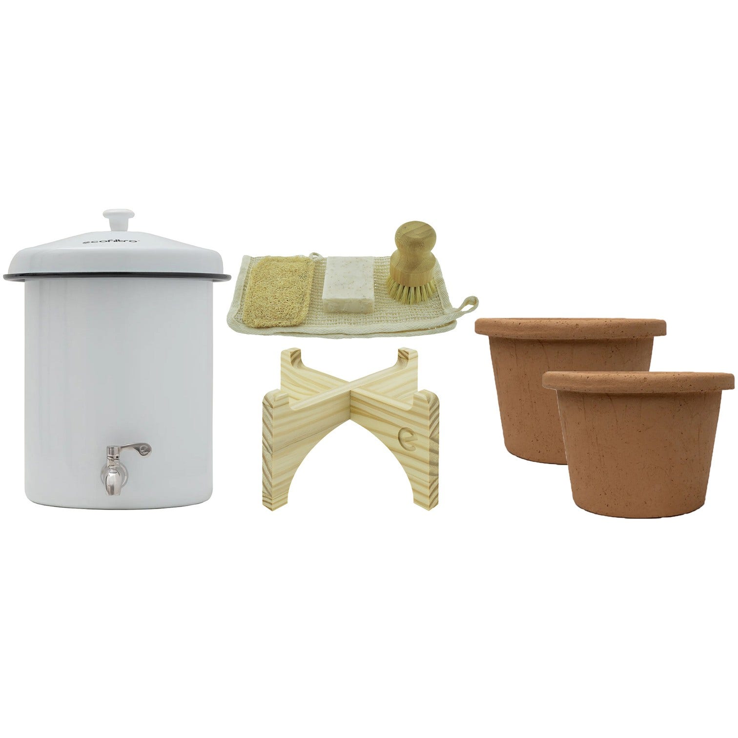 Coffret 4 ans Ecofiltro 5 litres blanc – filtre à eau, support, kit d’entretien, 2 unités de filtration