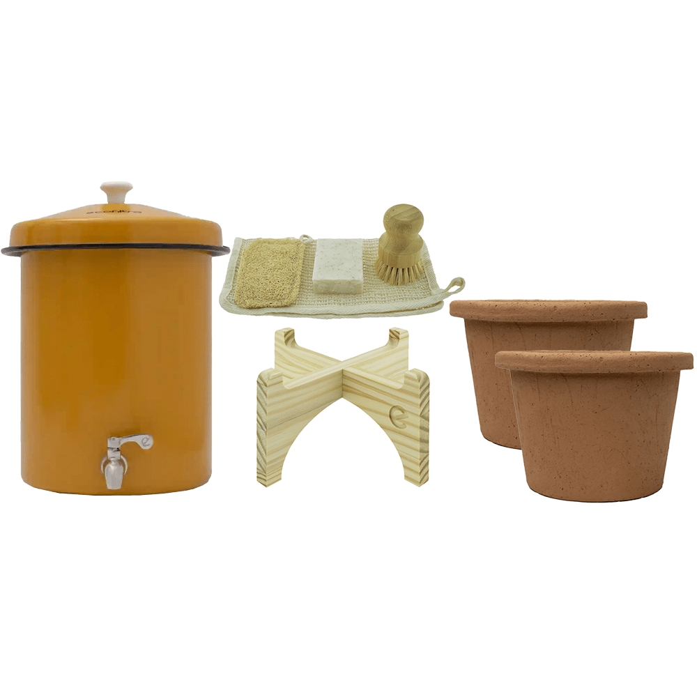 Coffret 4 ans Ecofiltro 5 litres jaune – filtre à eau, support, kit d’entretien, 2 unités de filtration