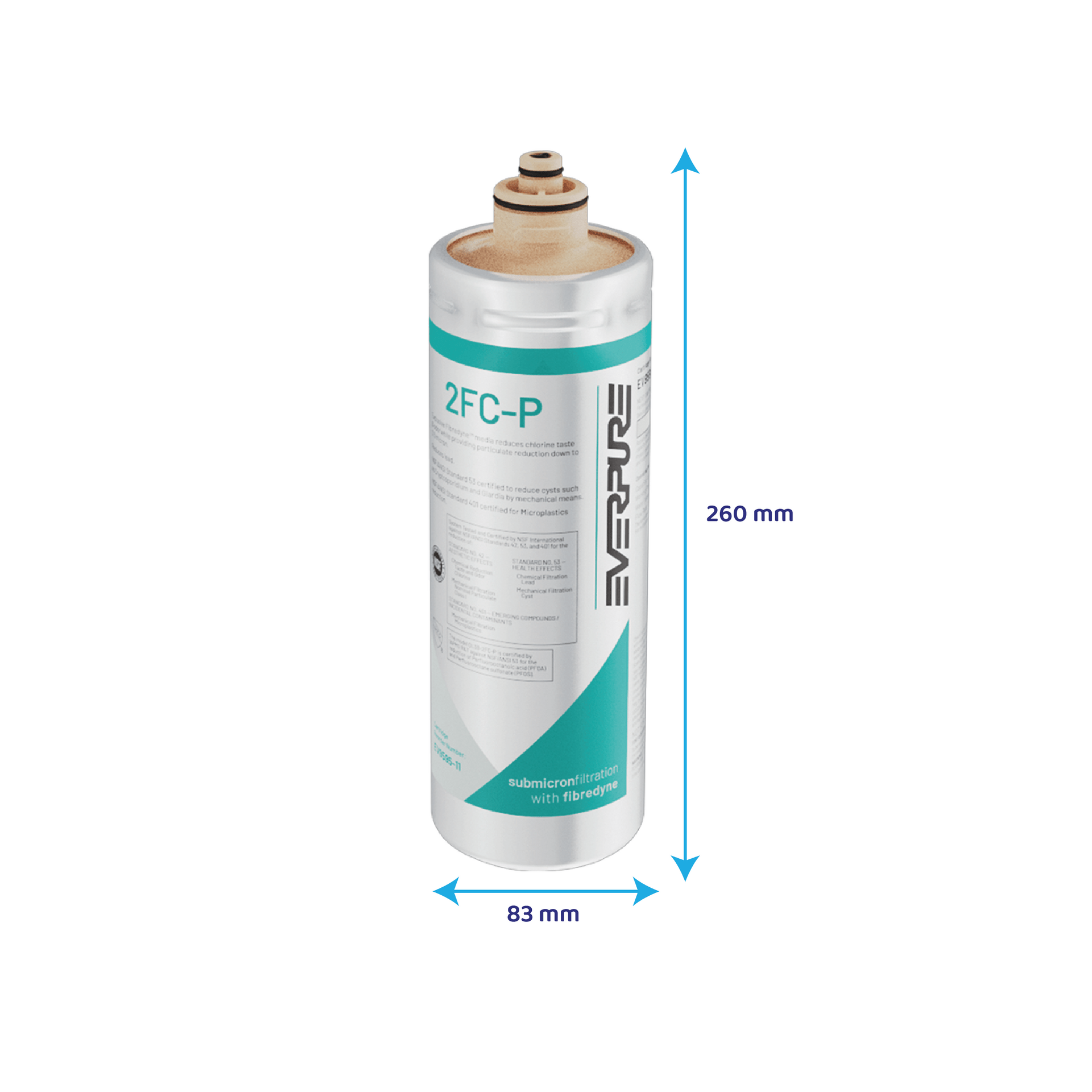 Everpure 2FC-P / EV9595-11 cartouche, réduit PFAS, microplastiques et chlore