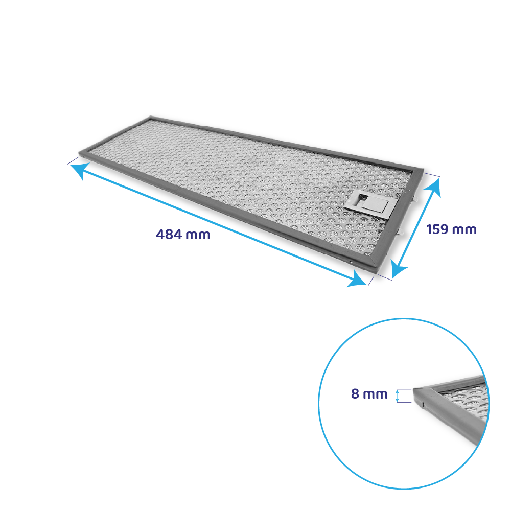 Filtre à graisse en métal 490x160mm d'origine Elica GF043C