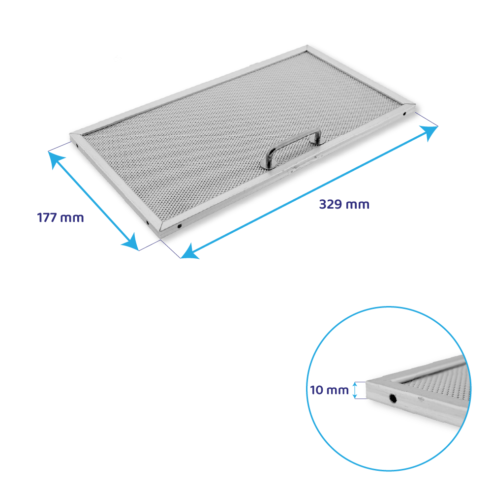 Filtre à graisse en métal 327x177mm d'origine Hotpoint-Ariston pour AGM80GY...