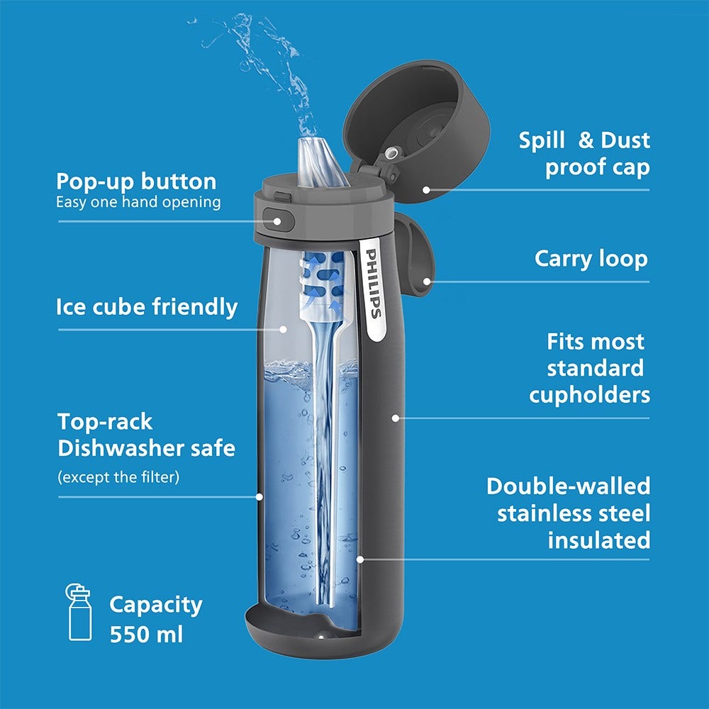  Gourde Philips GoZero Daily Isotherme (550 ml) Gris AWP2771GRR