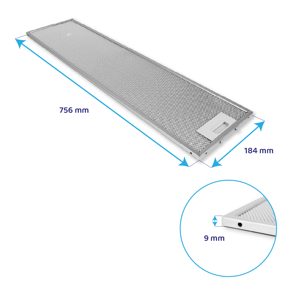 Filtre à graisse en métal 756x184mm compatible avec Samsung NK36M1030IS/UR