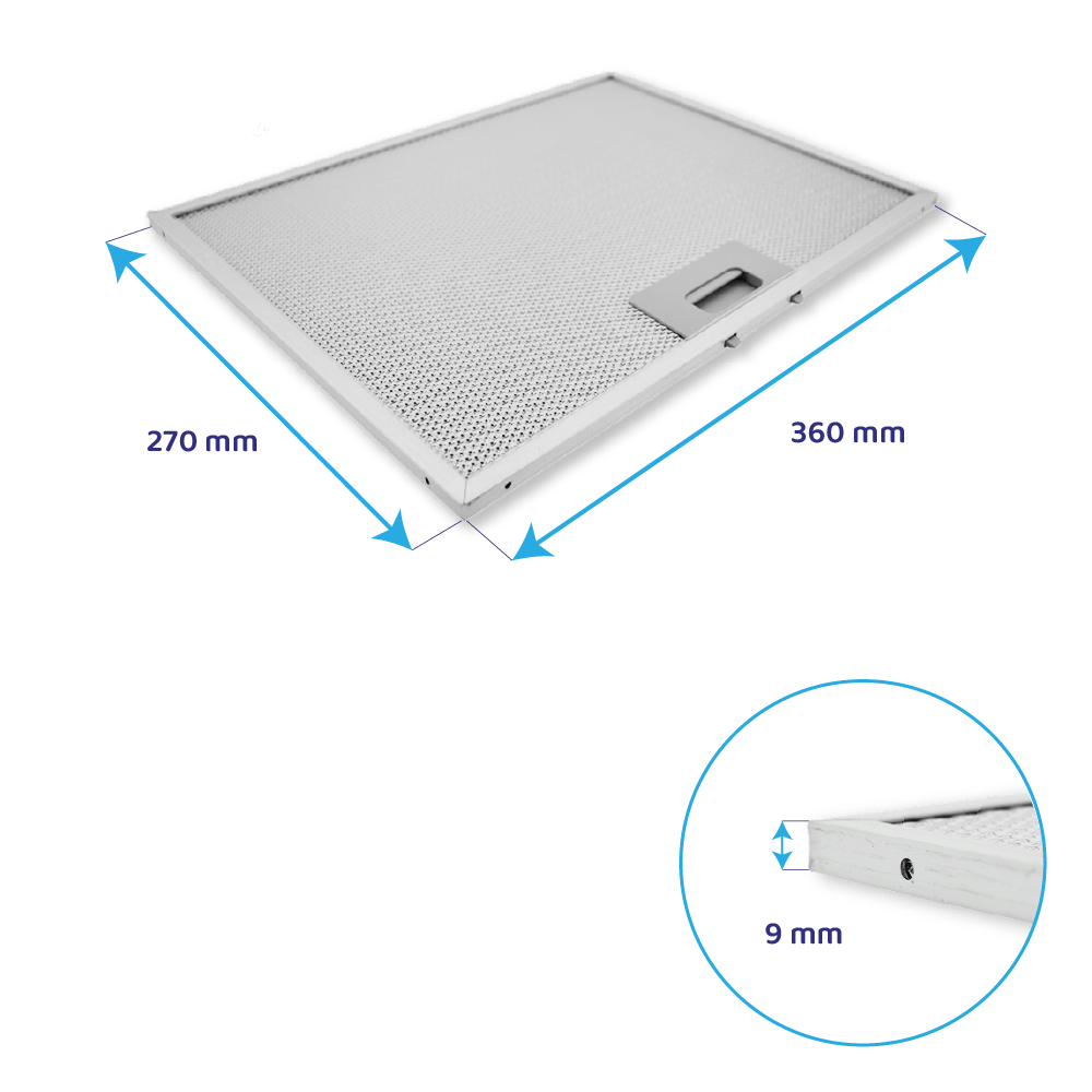 Filtre à graisse en métal 360x270mm d'origine Elica pour SHIRE... / TRAMA...