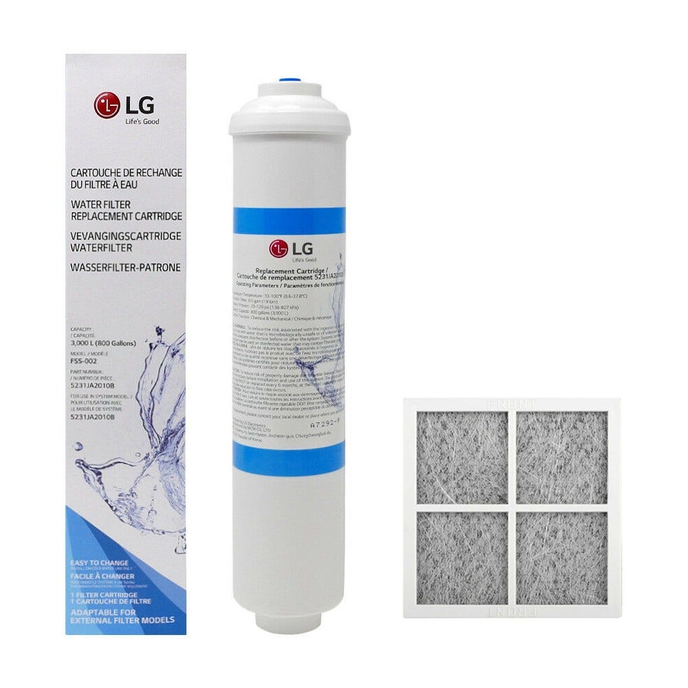 Pack 1x Filtre à eau (5231JA2010B) + 1x Filtre à air (LT120F) pour LG frigo