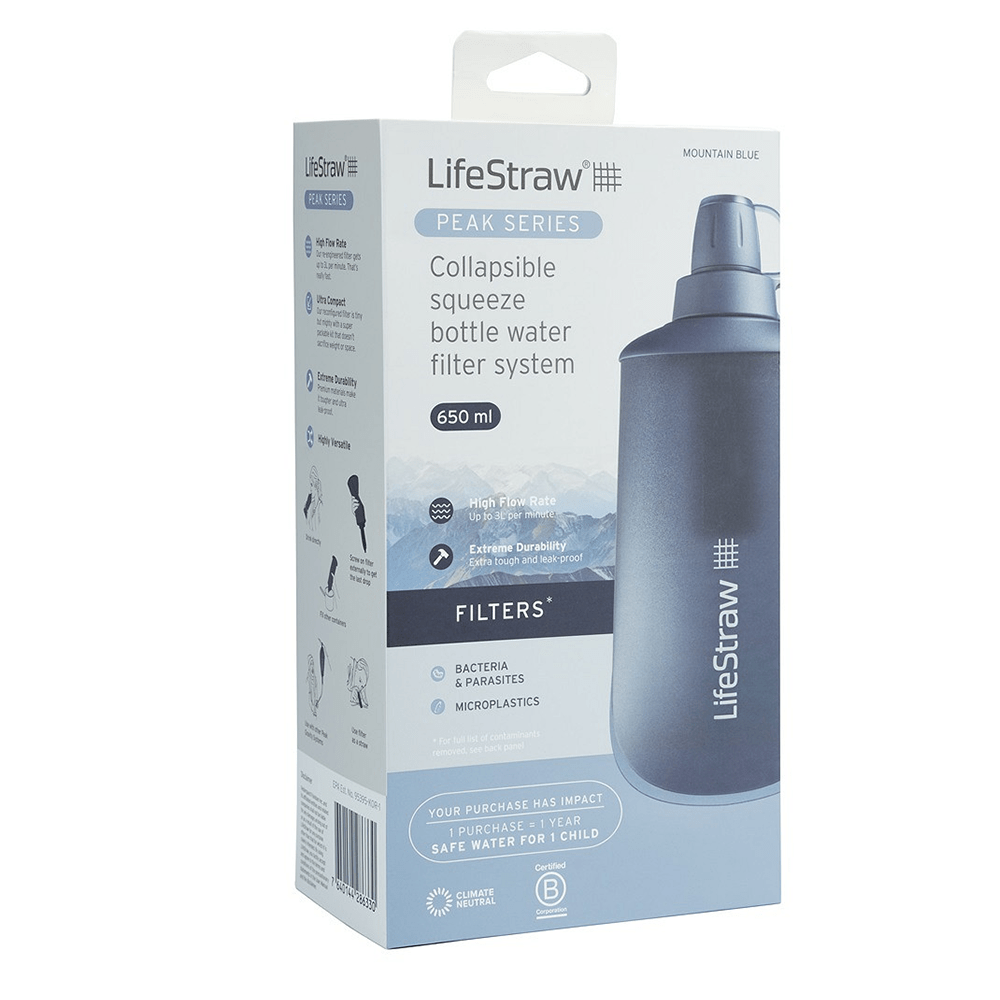 LifeStraw Peak Series Gourde Souple Pliable 650ml Bleu Montagne