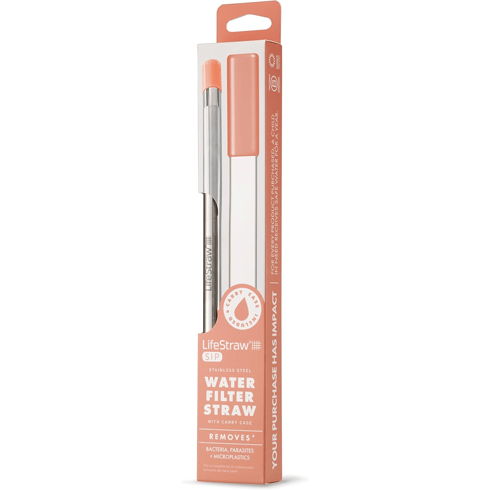 Paille Filtrante en Acier Inoxydable LifeStraw Sip– Rose Abricot
