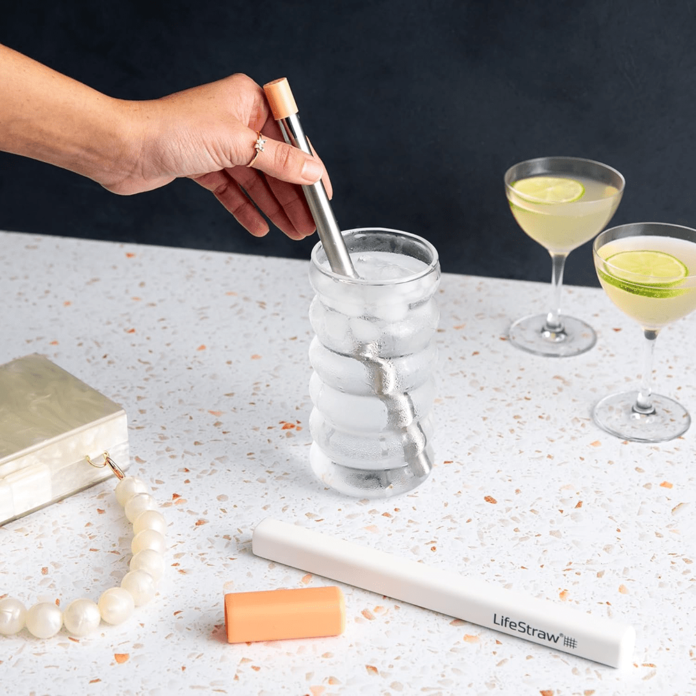 Paille Filtrante en Acier Inoxydable LifeStraw Sip– Rose Abricot