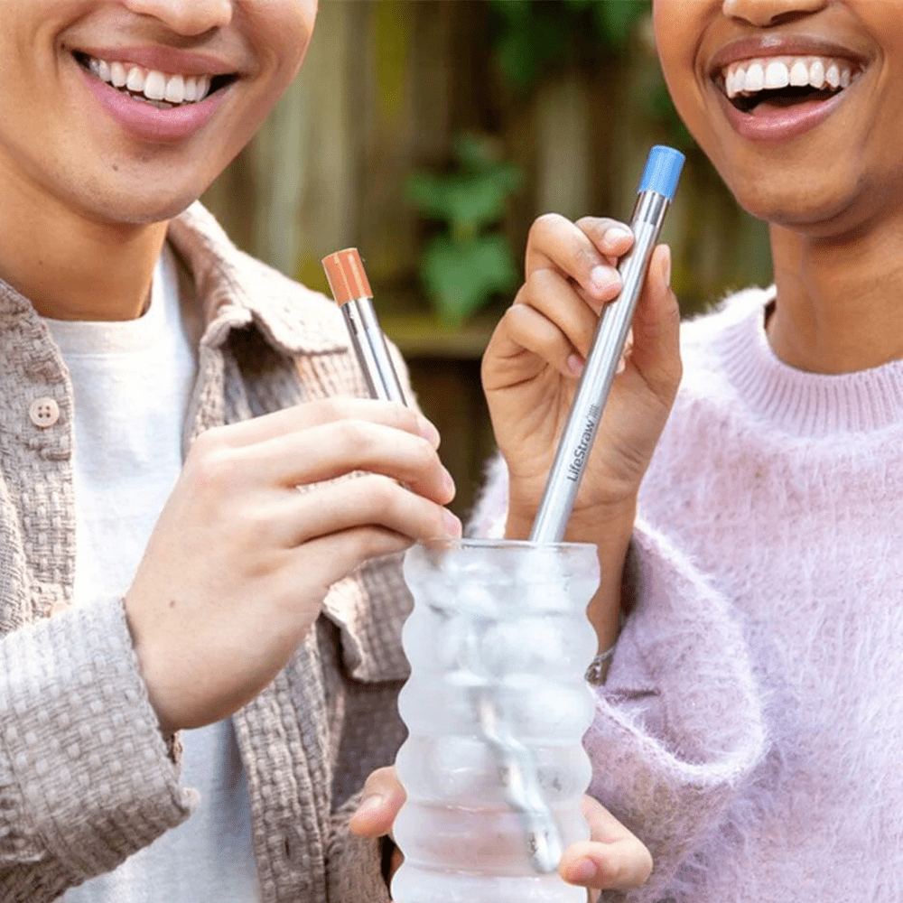 Paille Filtrante en Acier Inoxydable LifeStraw Sip– Rose Abricot