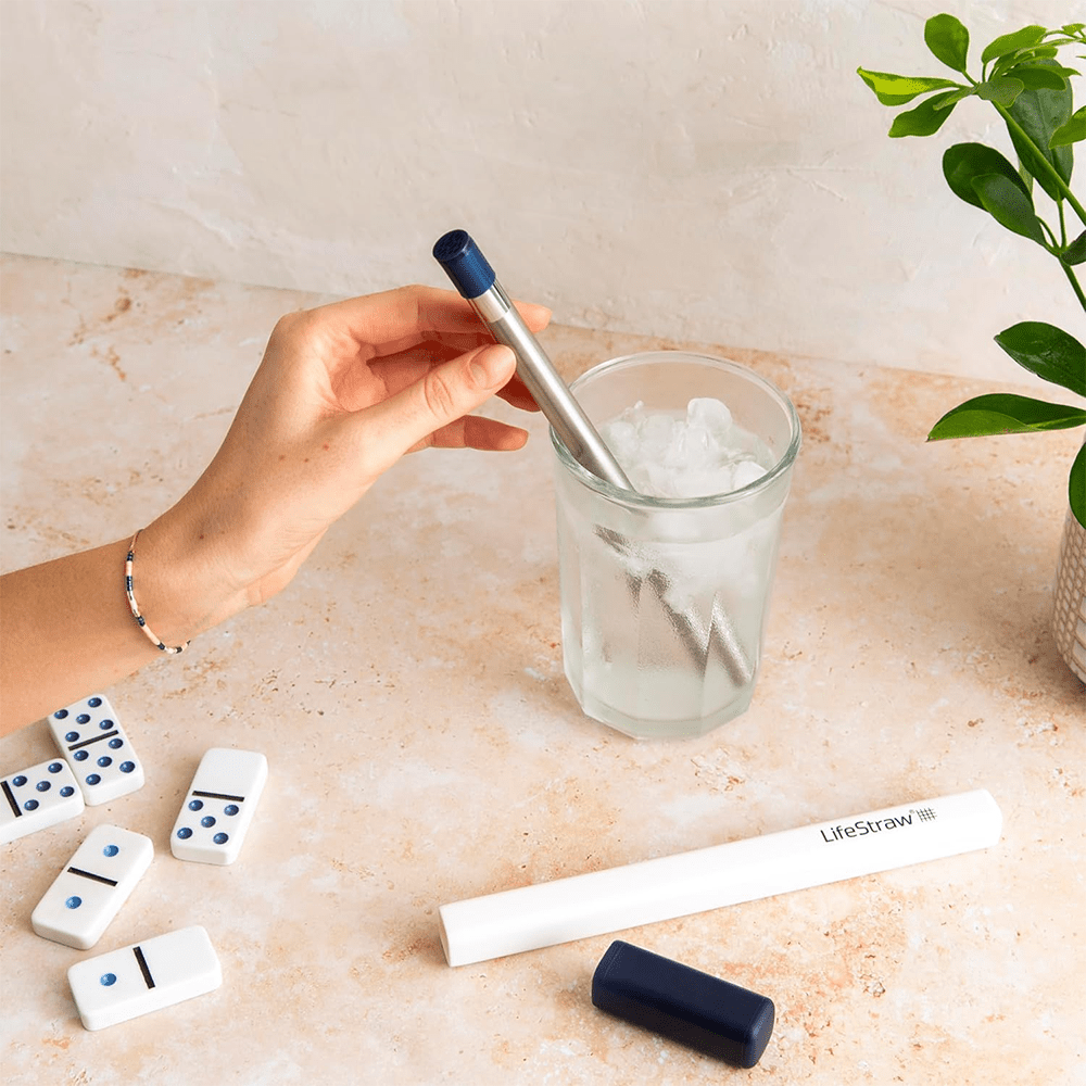 Paille Filtrante en Acier Inoxydable LifeStraw Sip– Bleu Nuit