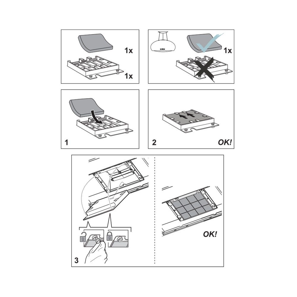 Filtre à charbon longue durée Juno avec support MCFE11FR / 9029800563 par AllSpares
