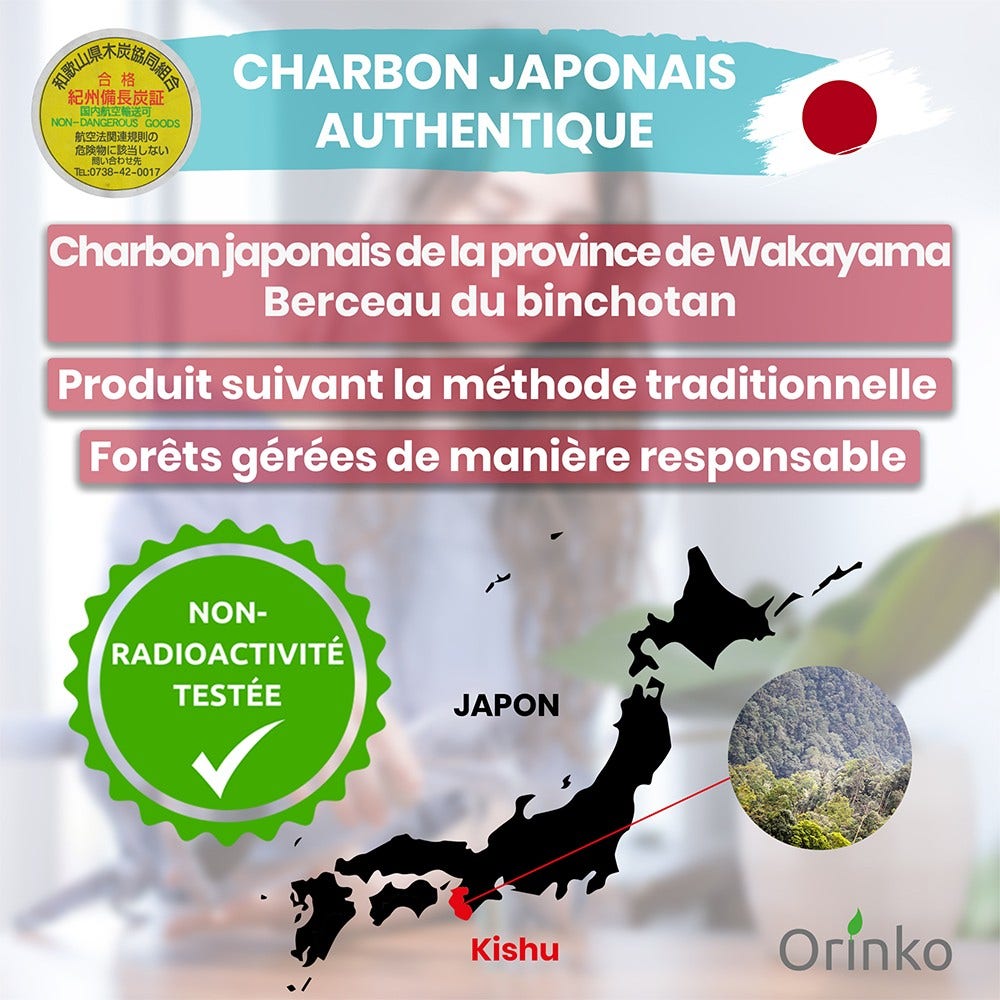 Charbon actif de purification (5pcs) Binchotan Japonais de Kishu Bio Authentique (Certifié)