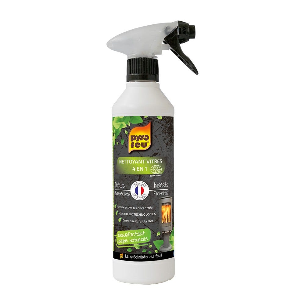 Nettoyant Vitres Ecocert Pyrofeu 500ml 4 en 1 pour poêles / inserts