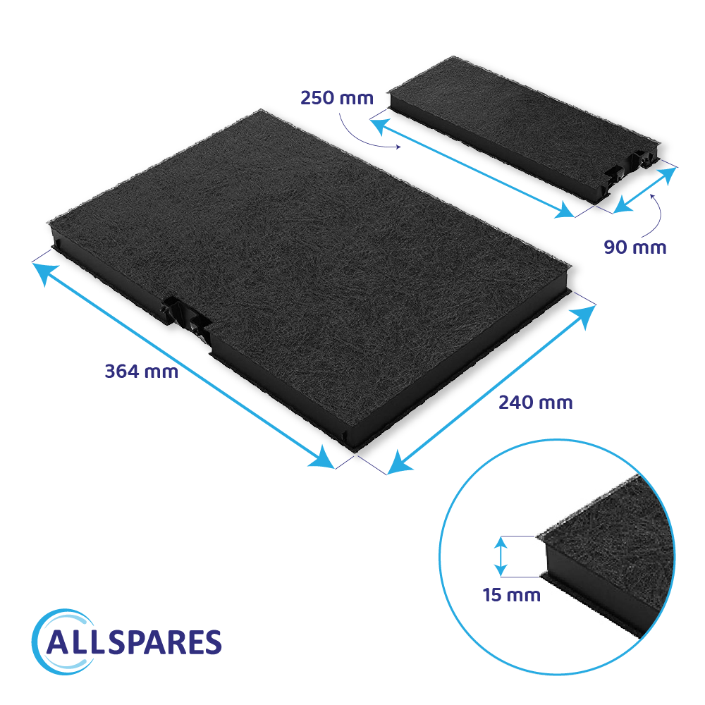 Filtre à charbon (2pcs) Bosch DWZ0AK0A0 / 11018700 par AllSpares