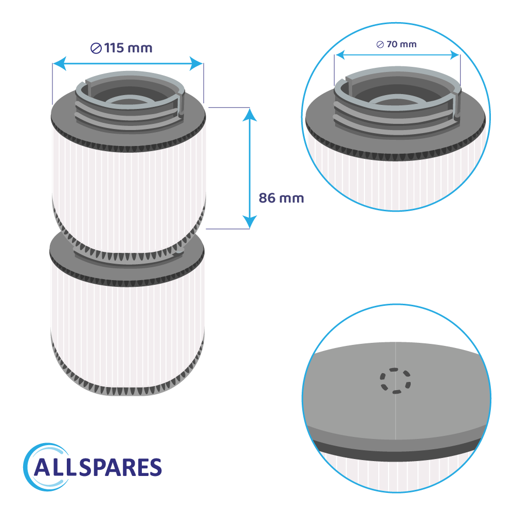 Filtre pour spa (2pcs) MSpa / SC802 / 40104 avec porte-filtre