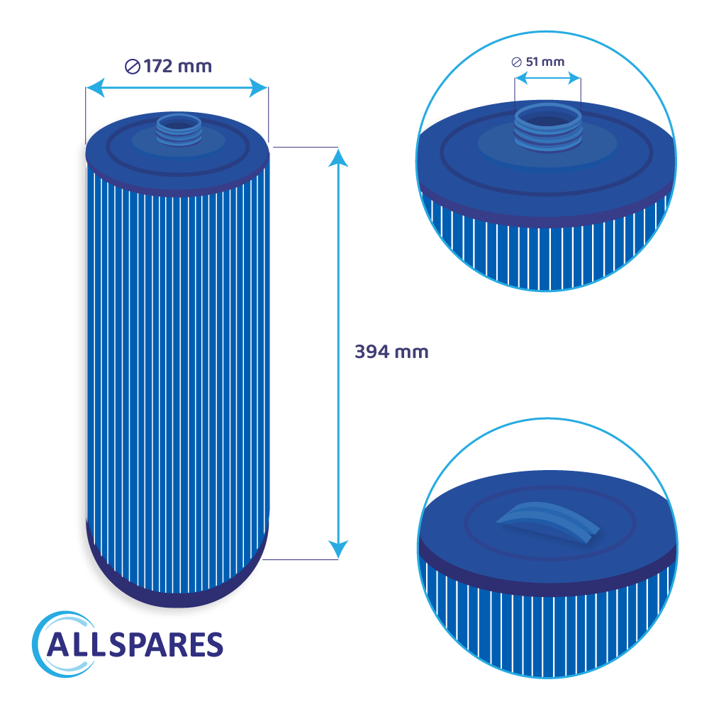 Filtre pour spa Jacuzzi série J300 / J400 / J500 / 6000383A (antibactérien)