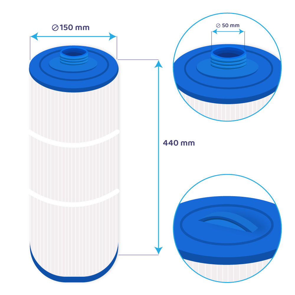 Filtre compatible avec Jacuzzi J400 (Grand) / 2000286 / 2000498 / 60606 / SC731