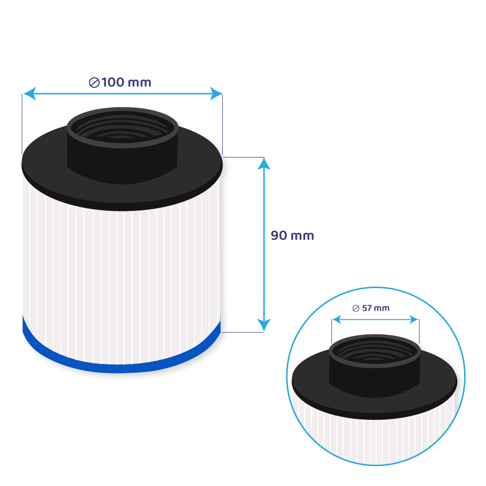 Filtre pour spa (2pcs) Aquaspa / Be Spa / Water Health / Sunbay / Ospazia / Sunbay / SC803 / 40059