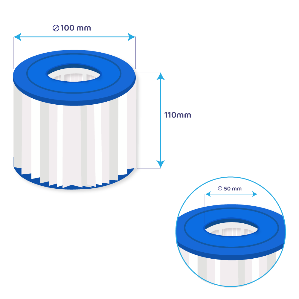 Filtre pour spa (2pcs) Intex Type D / SC828 / 40025 / C-4313 par Darlly