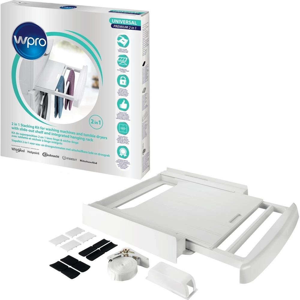 Premium kit de superposition universel 2-in-1 avec tablette et séchoir à linge 