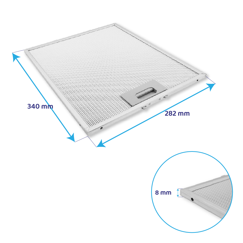 Filtre à graisse en métal 340x282mm d'origine Teka 81481030
