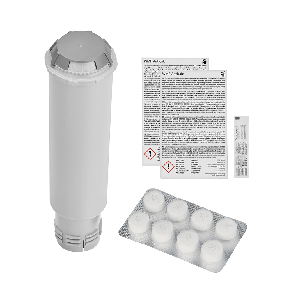 Kit d'entretien Perfection pour machine à café WMF : filtre à eau, détartrant et produits de nettoyage