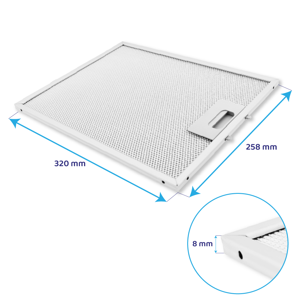 Filtre à graisse en métal 320x258mm d'origine Elica pour AQUA VITAE