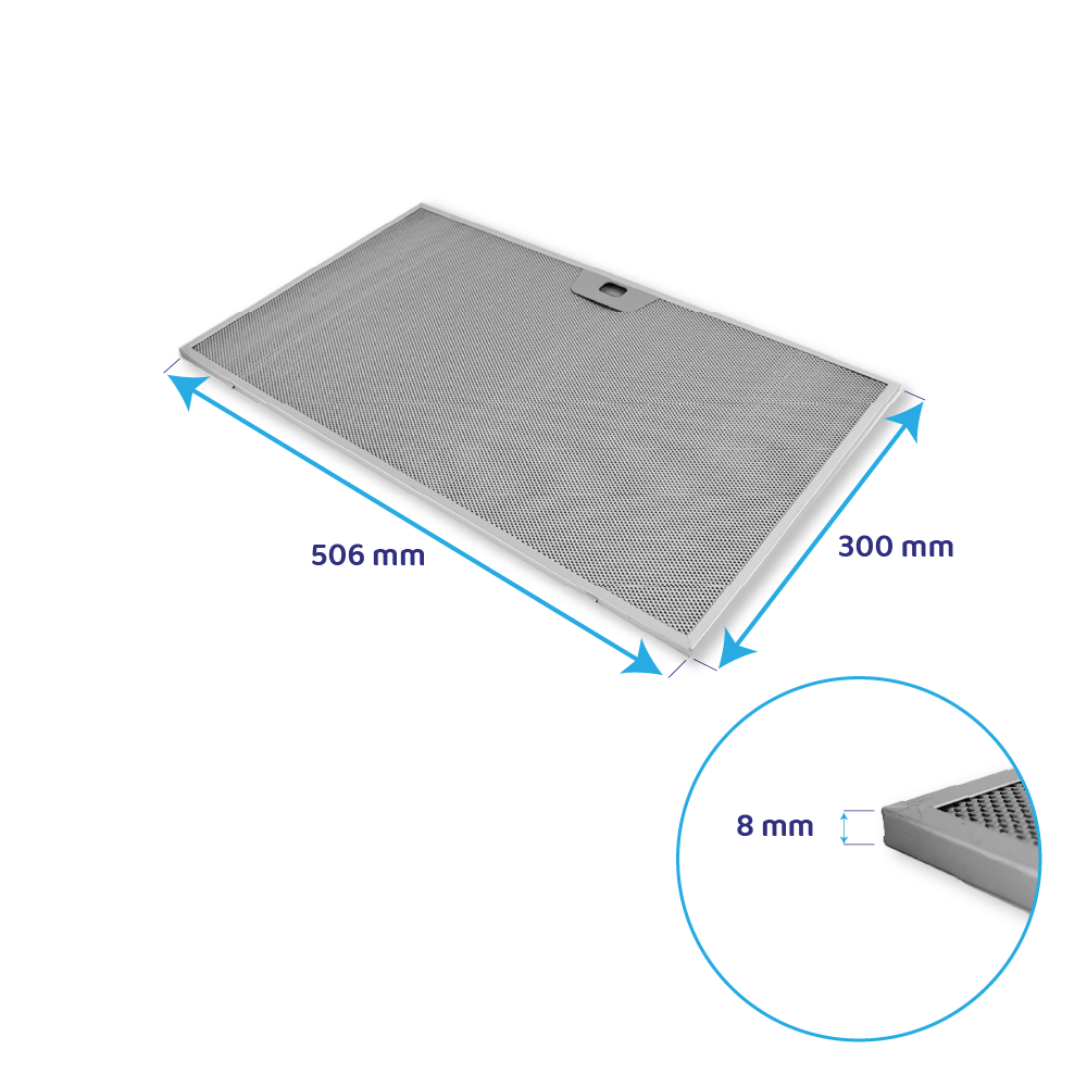 Filtre à graisse en métal 506x300mm d'origine Mepamsa pour BRIO 60... / BRIO 90...