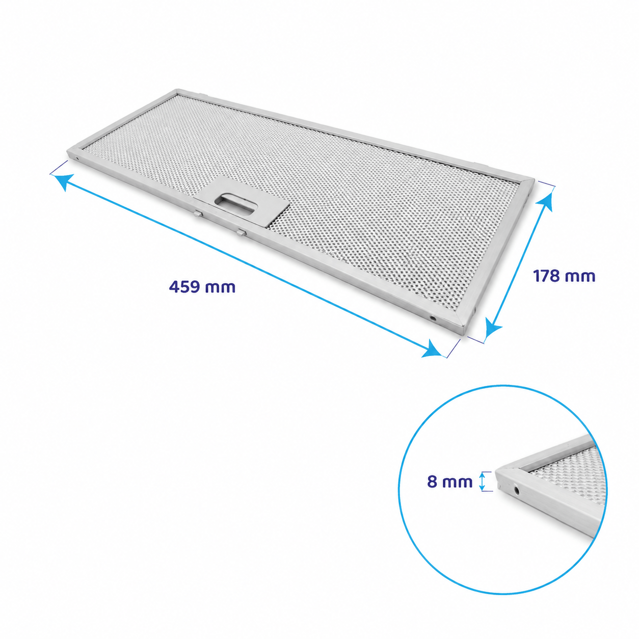 Filtre à graisse en métal 459x178mm d'origine Hotpoint-Ariston 481248058314