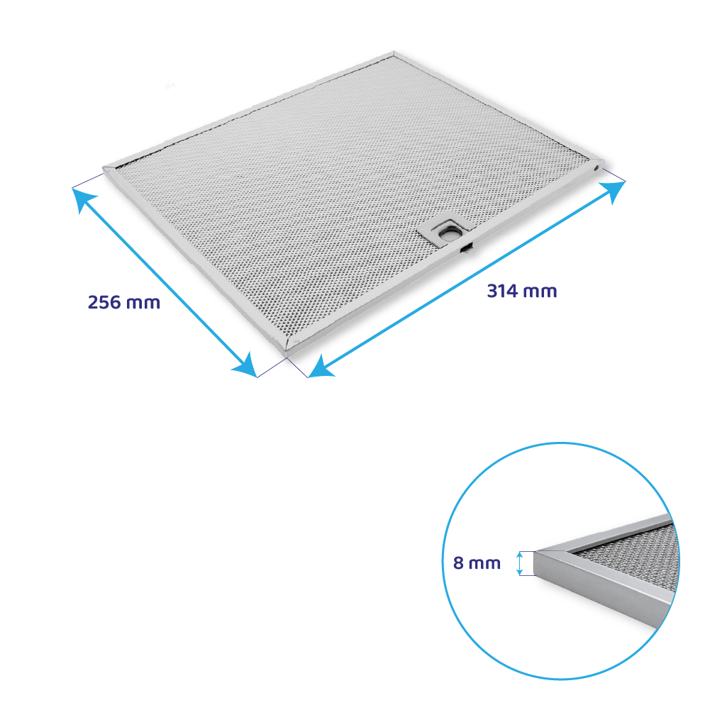 Filtre à graisse en métal 253x314mm d'origine Mepamsa pour FDW908