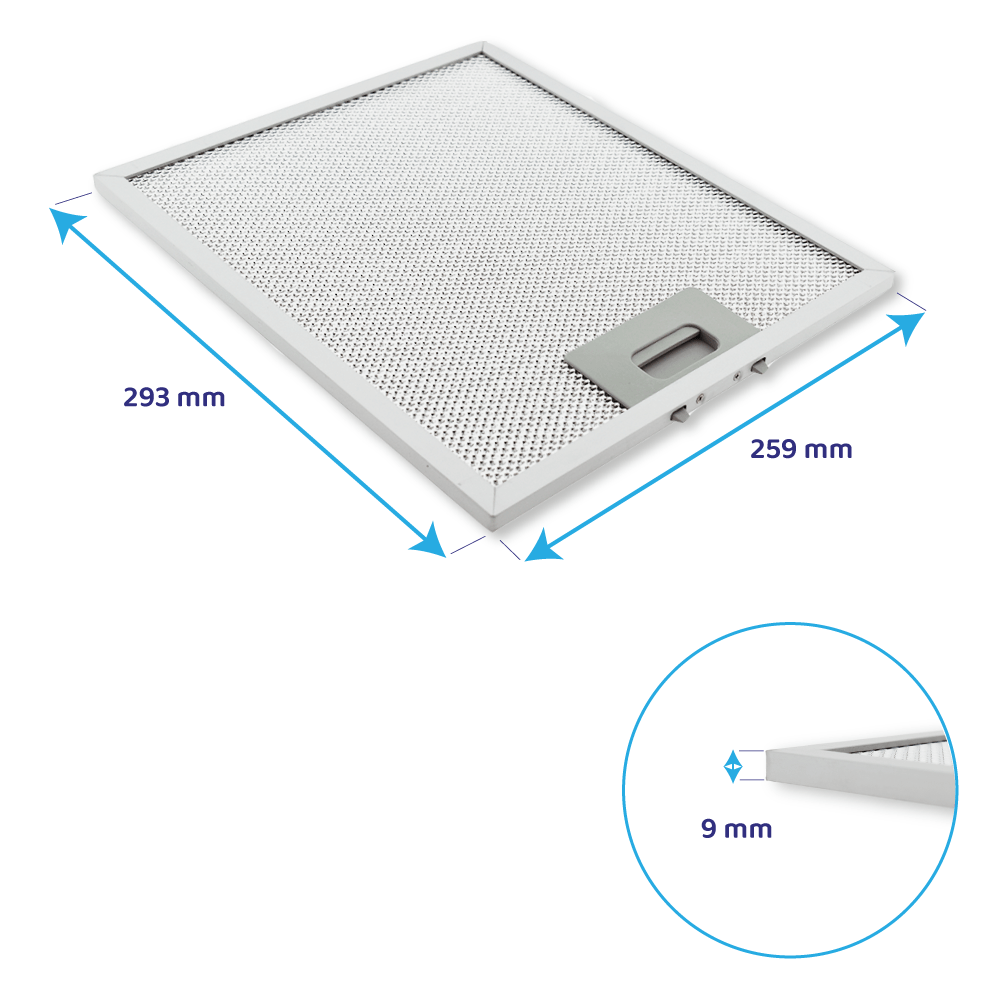 Filtre à graisse en métal (2pcs) 259x293mm d'origine Klarstein pour Kronleuchter